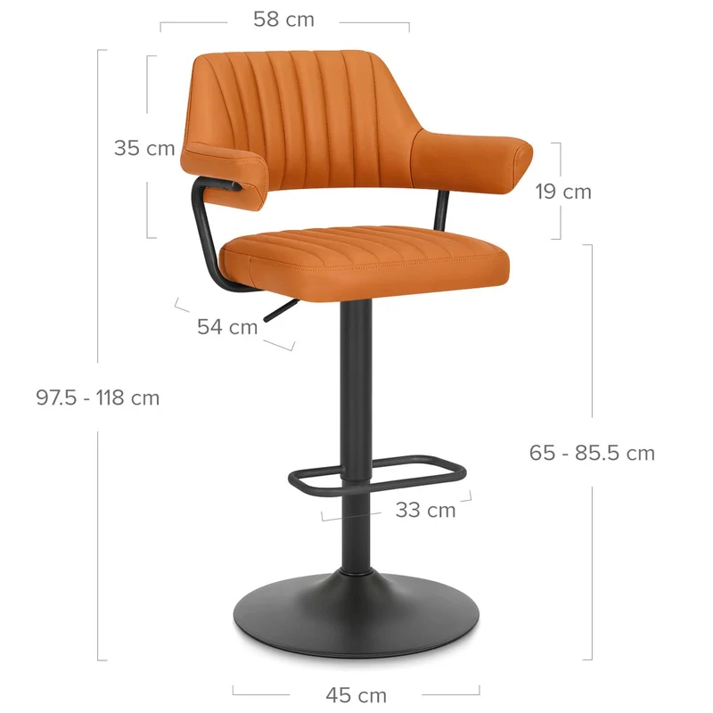 Tabouret de bar Cuir Véritable - Scout Orange