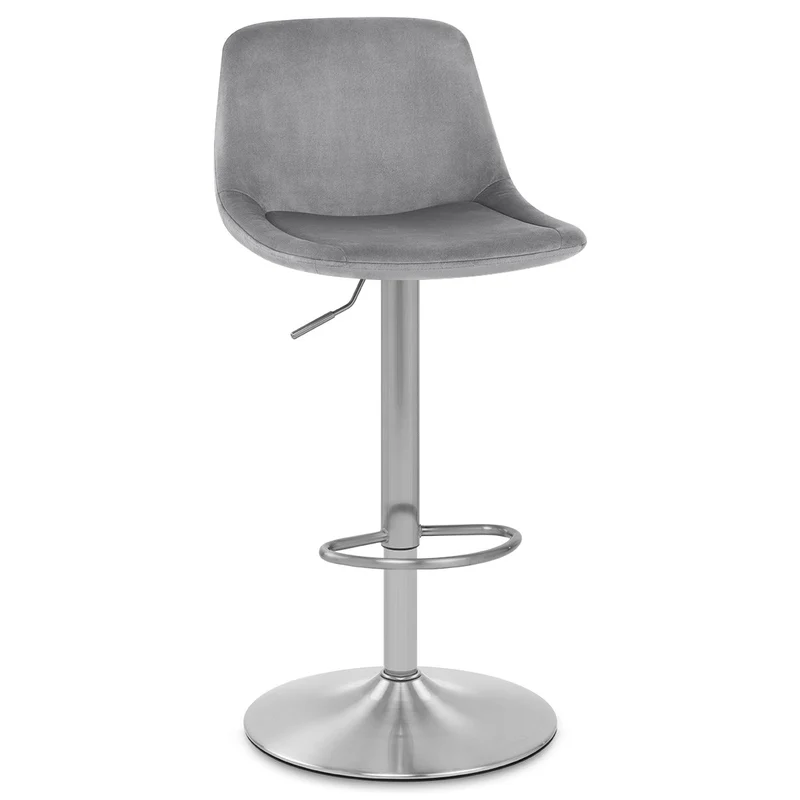 Chaise de Bar Chrome Brossé Velours - Scoop Gris