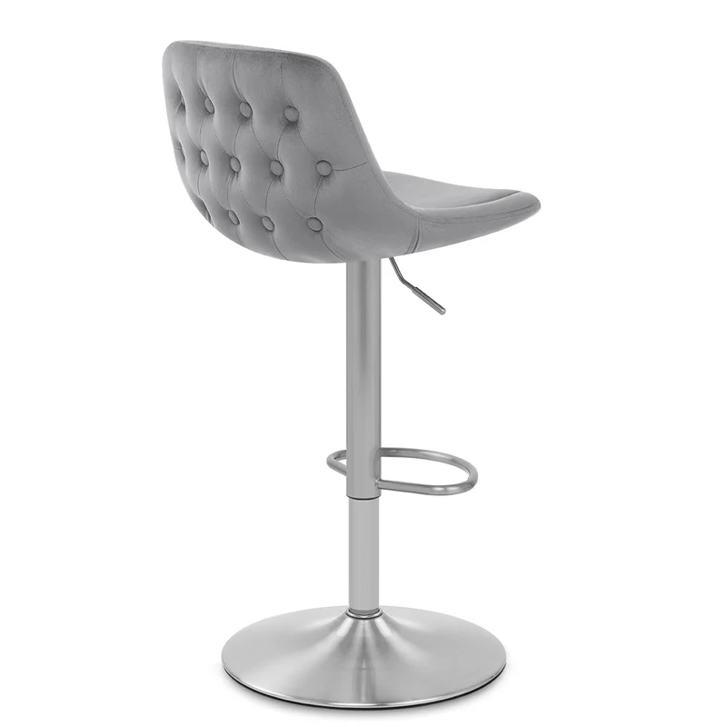 Chaise de Bar Chrome Brossé Velours - Scoop Gris