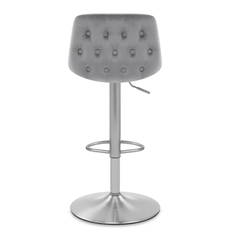 Chaise de Bar Chrome Brossé Velours - Scoop Gris
