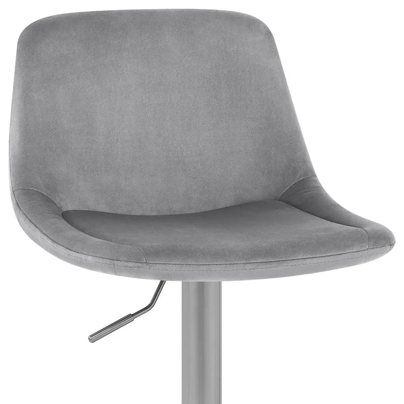 Chaise de Bar Chrome Brossé Velours - Scoop Gris