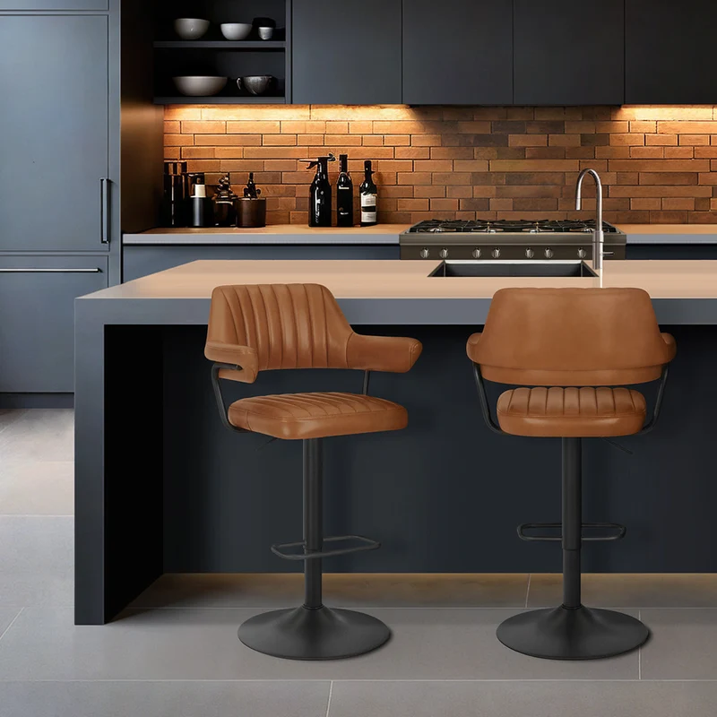 Tabouret de bar Cuir Véritable - Scout Marron