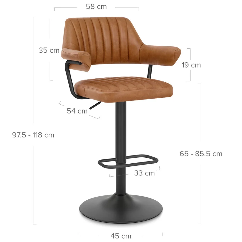 Tabouret de bar Cuir Véritable - Scout Marron