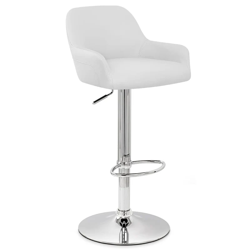 Chaise de Bar Faux Cuir Chrome - Sassi Blanc