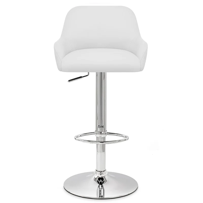 Chaise de Bar Faux Cuir Chrome - Sassi Blanc