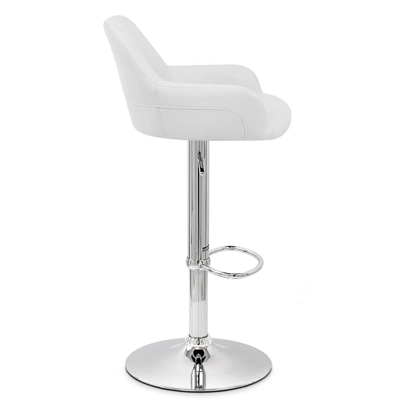 Chaise de Bar Faux Cuir Chrome - Sassi Blanc