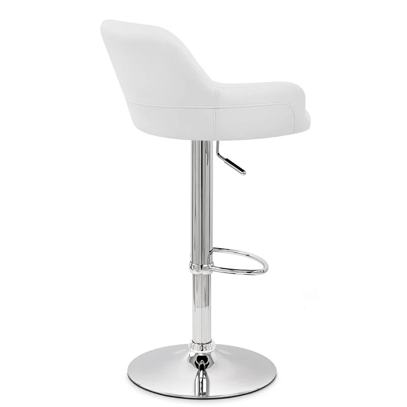 Chaise de Bar Faux Cuir Chrome - Sassi Blanc