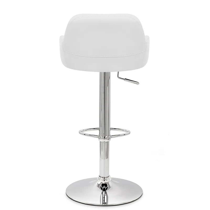 Chaise de Bar Faux Cuir Chrome - Sassi Blanc