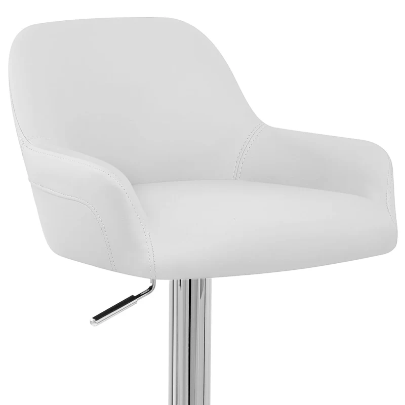 Chaise de Bar Faux Cuir Chrome - Sassi Blanc