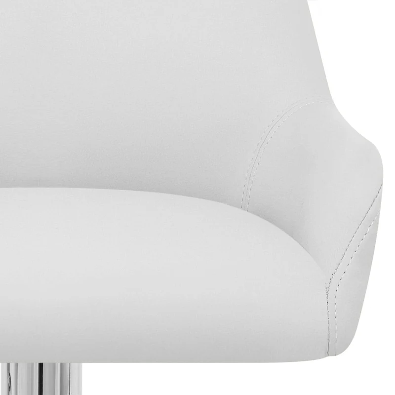 Chaise de Bar Faux Cuir Chrome - Sassi Blanc