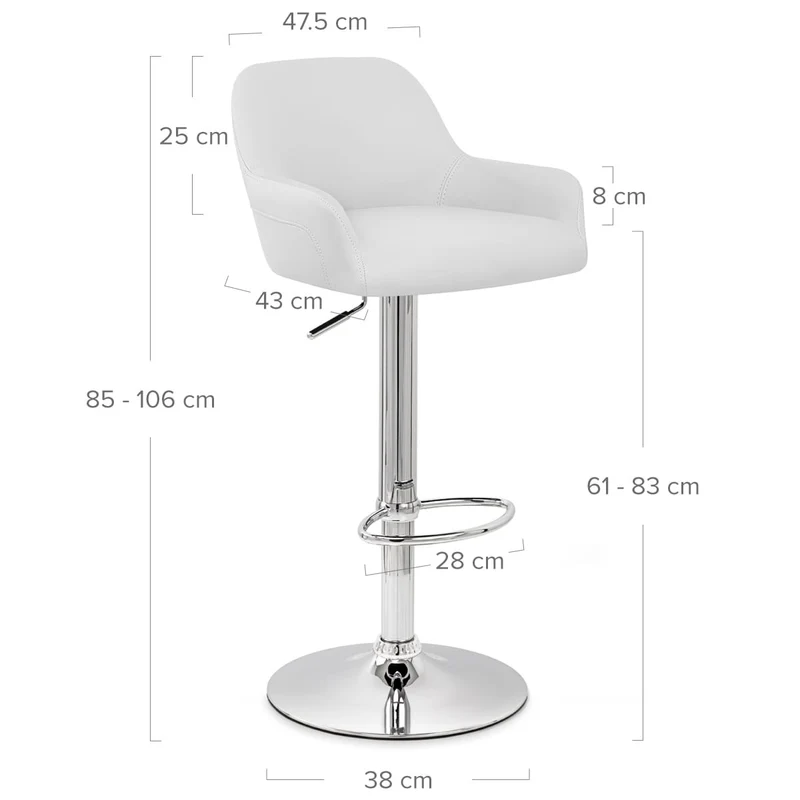 Chaise de Bar Faux Cuir Chrome - Sassi Blanc