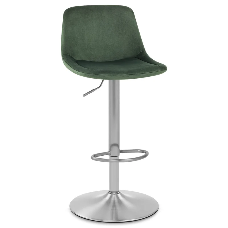 Chaise de Bar Chrome Brossé Velours - Scoop Vert
