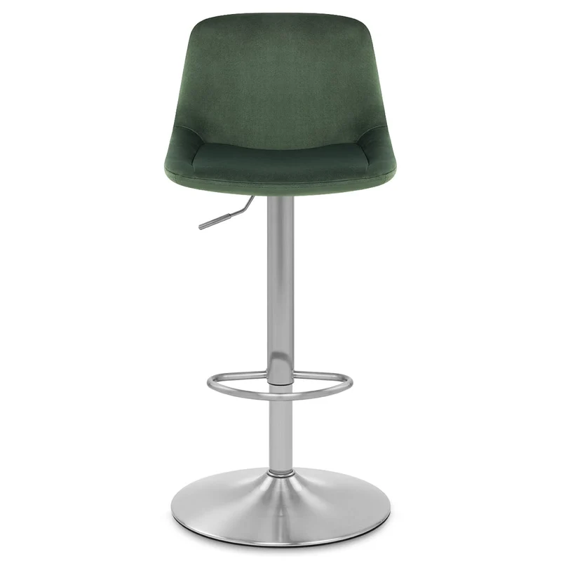Chaise de Bar Chrome Brossé Velours - Scoop Vert