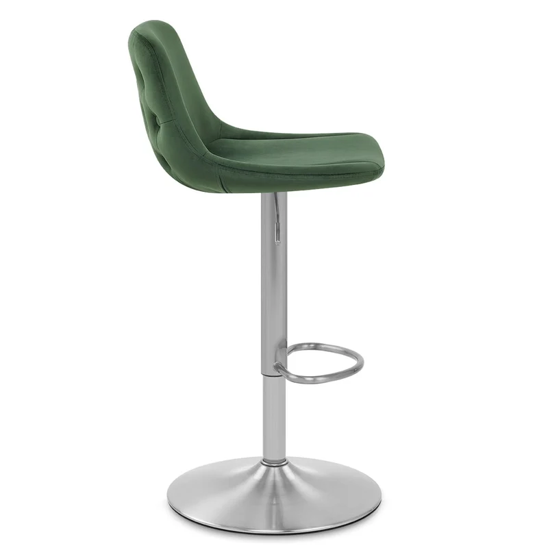 Chaise de Bar Chrome Brossé Velours - Scoop Vert