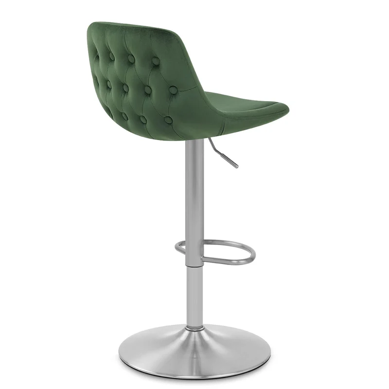 Chaise de Bar Chrome Brossé Velours - Scoop Vert