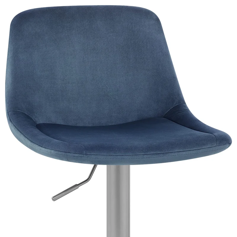Chaise de Bar Chrome Brossé Velours - Scoop Bleu