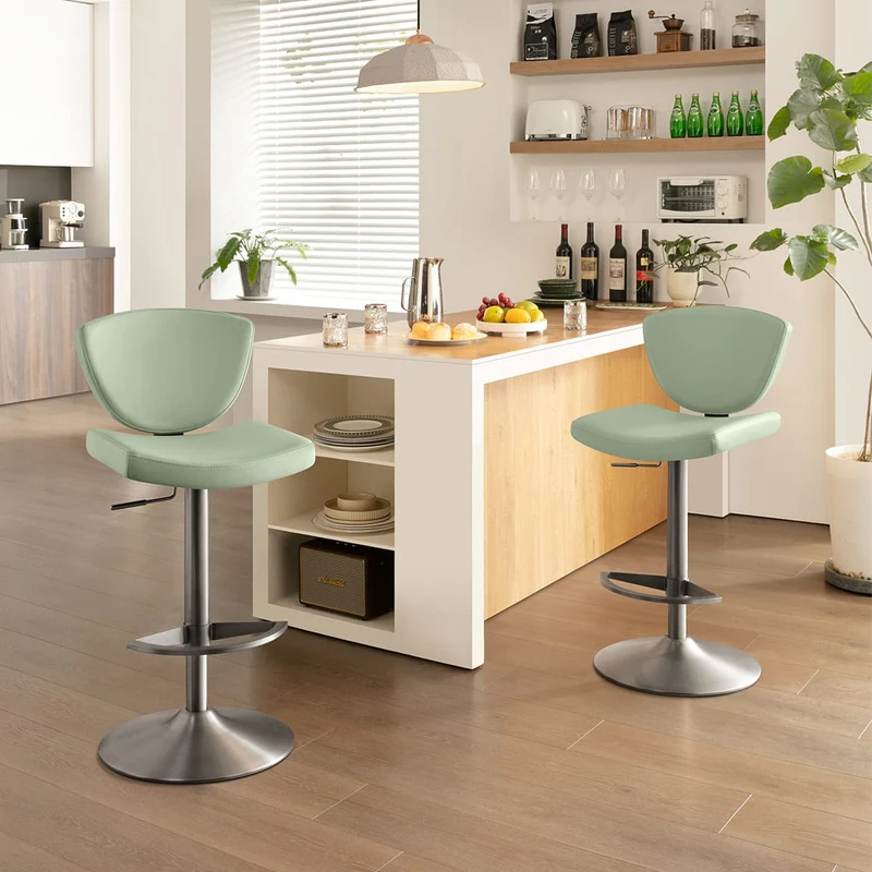 Tabouret de Bar Cuir Véritable - Pearl Vert