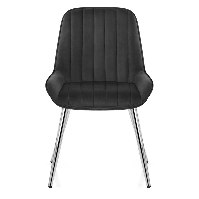 Chaise Chrome Velours - Mustang Noir