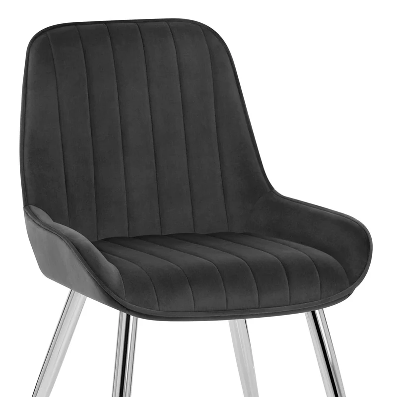 Chaise Chrome Velours - Mustang Noir