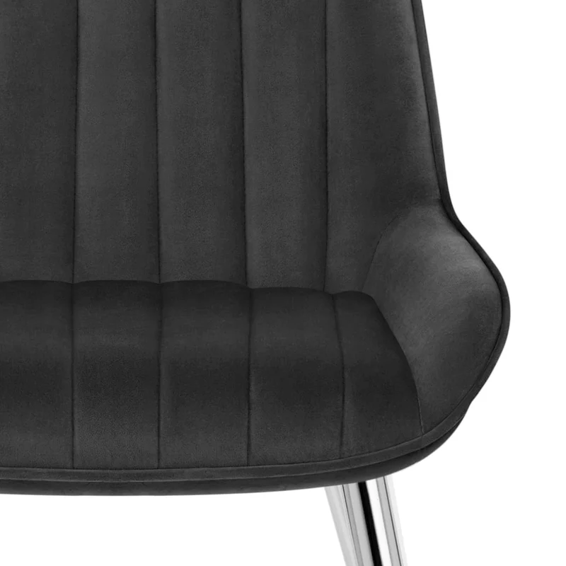 Chaise Chrome Velours - Mustang Noir