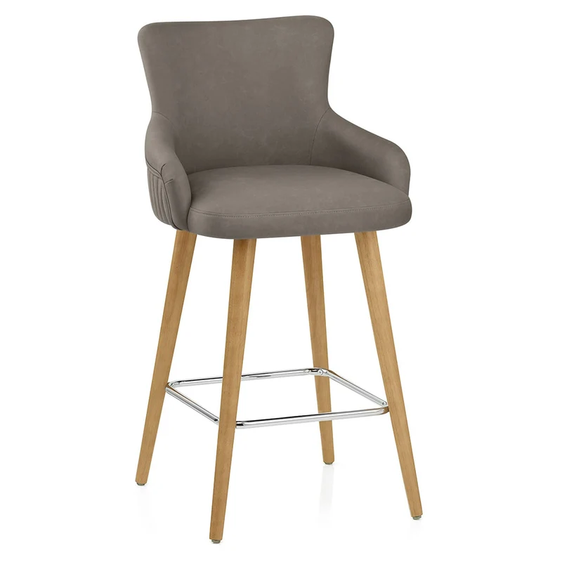 Tabouret Faux Cuir Bois - Diablo Gris