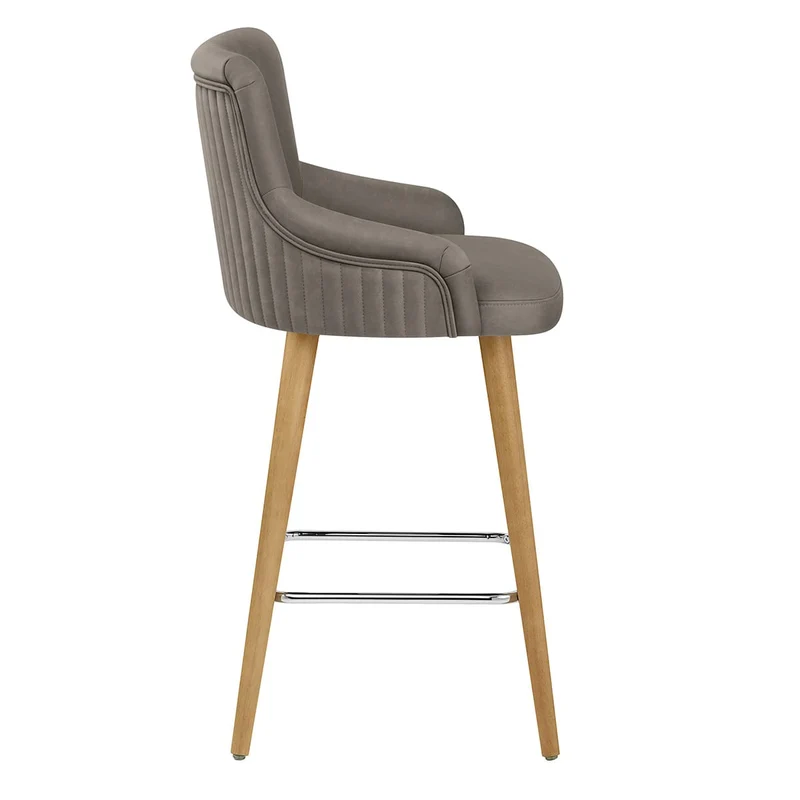 Tabouret Faux Cuir Bois - Diablo Gris
