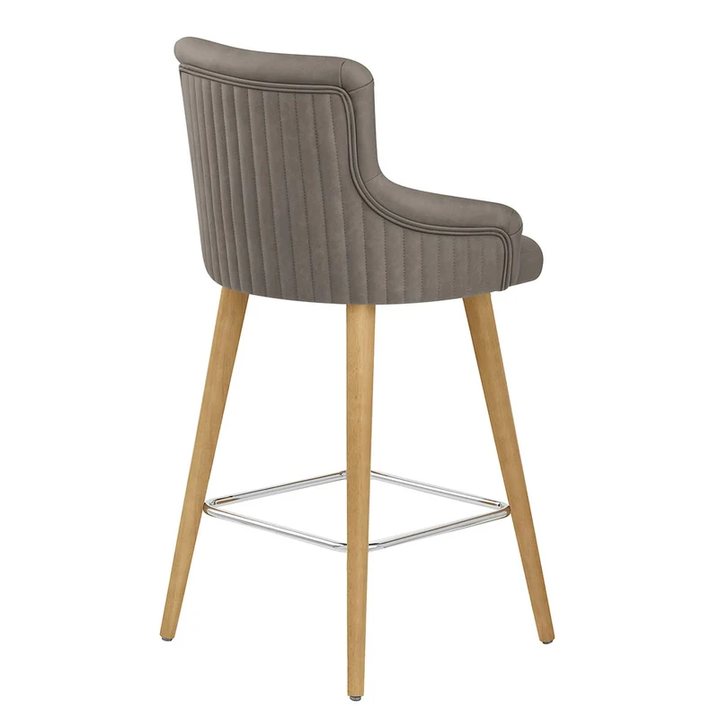 Tabouret Faux Cuir Bois - Diablo Gris