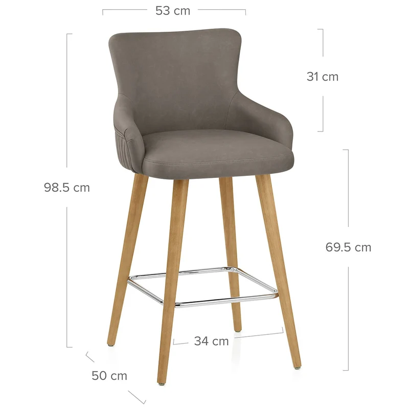 Tabouret Faux Cuir Bois - Diablo Gris