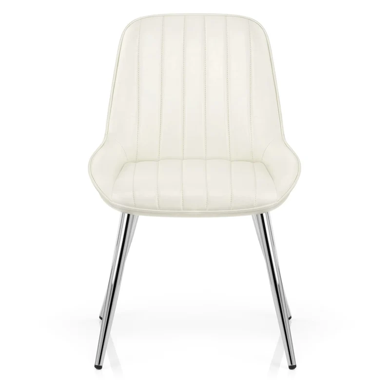Chaise Chrome Faux Cuir - Mustang Crème