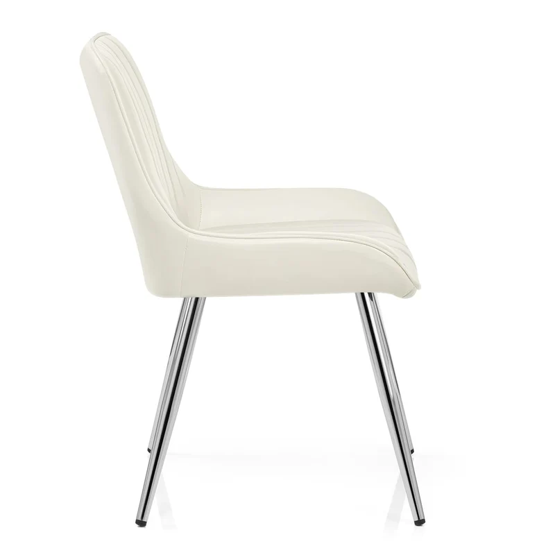 Chaise Chrome Faux Cuir - Mustang Crème