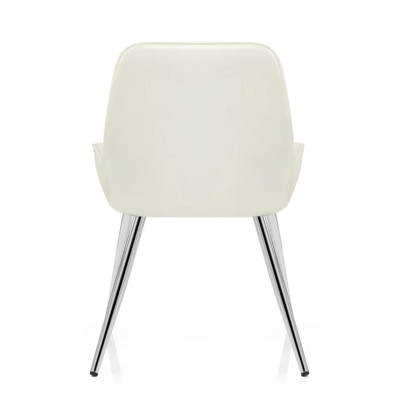 Chaise Chrome Faux Cuir - Mustang Crème