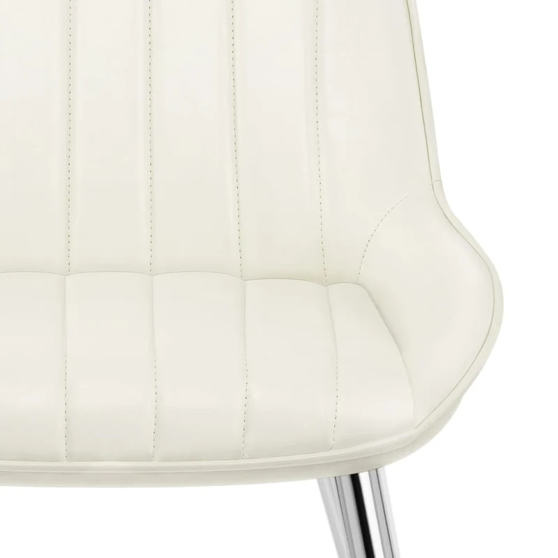 Chaise Chrome Faux Cuir - Mustang Crème
