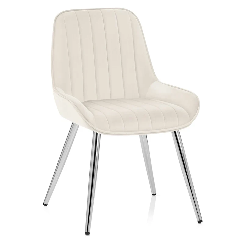 Chaise Chrome Velours - Mustang Crème