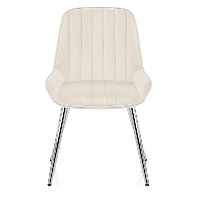 Chaise Chrome Velours - Mustang Crème