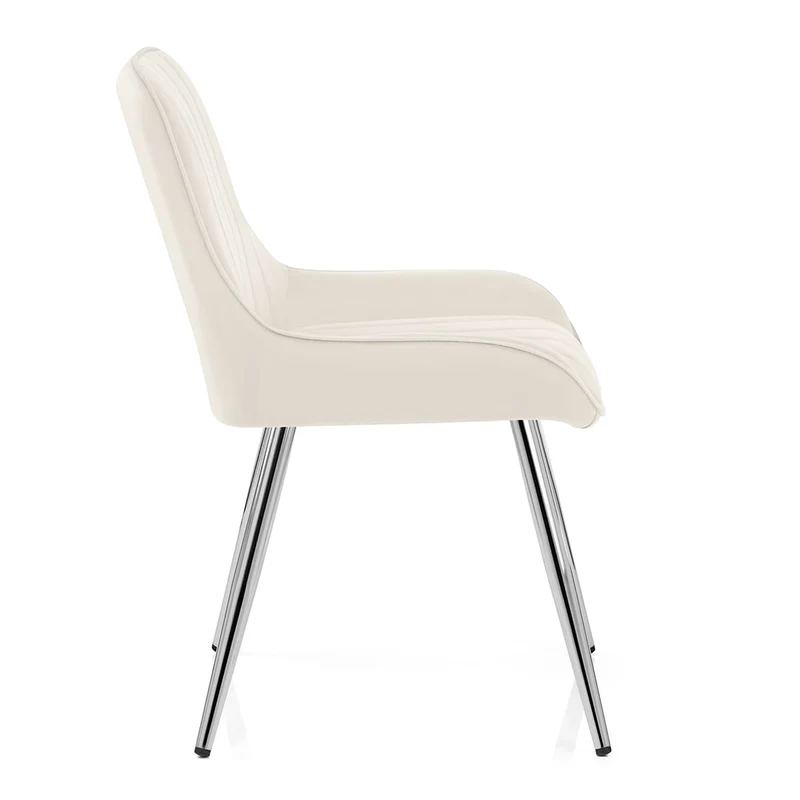 Chaise Chrome Velours - Mustang Crème