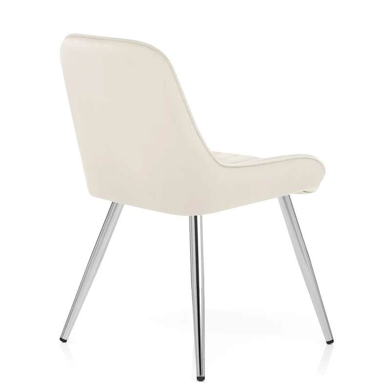 Chaise Chrome Velours - Mustang Crème