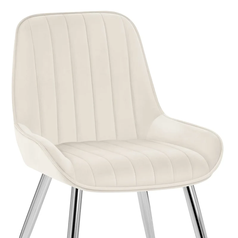 Chaise Chrome Velours - Mustang Crème