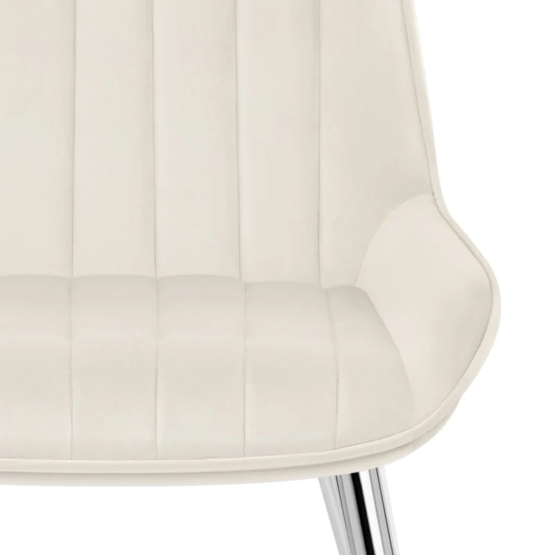 Chaise Chrome Velours - Mustang Crème
