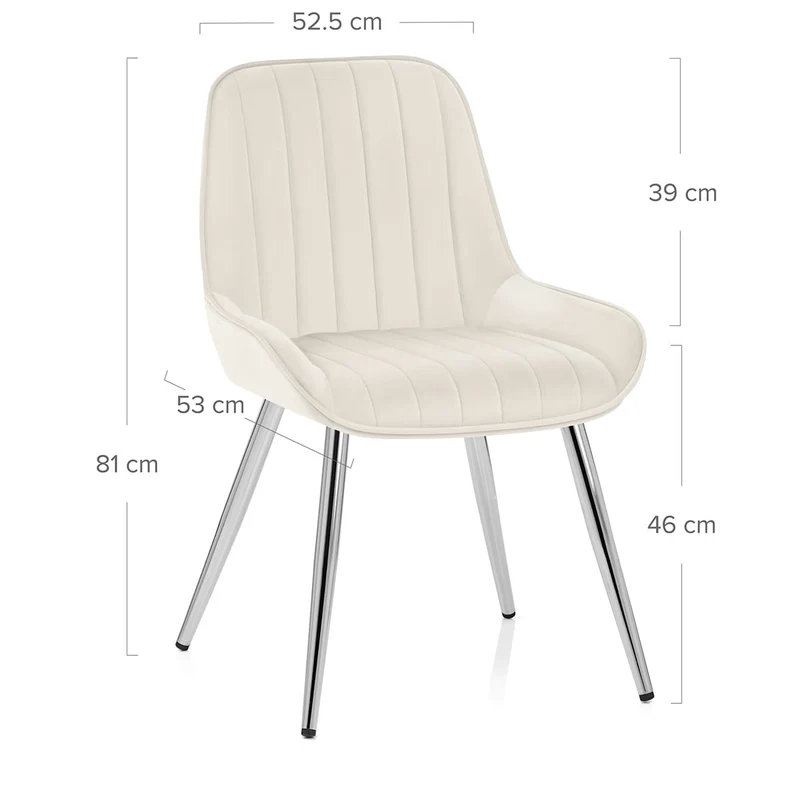 Chaise Chrome Velours - Mustang Crème