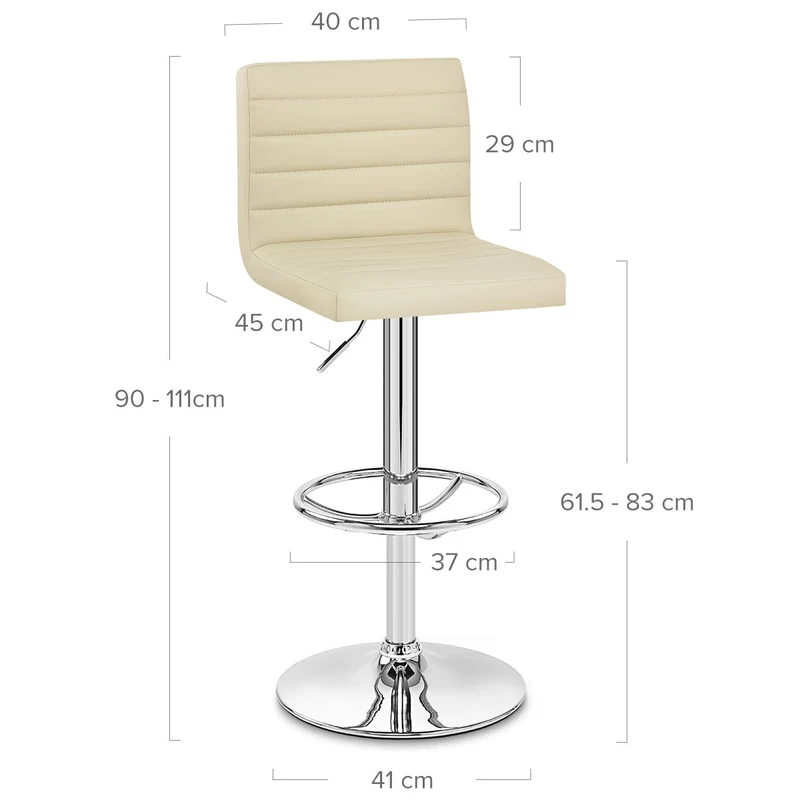 Chaise de Bar Faux Cuir Chrome - Mint Crème