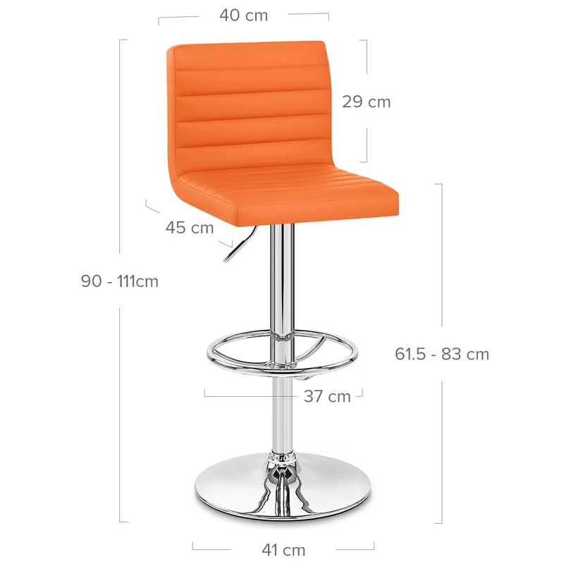 Chaise de Bar Faux Cuir Chrome - Mint Orange