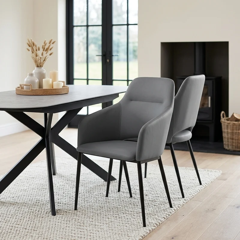 Chaise Faux Cuir - Palma Gris Foncé