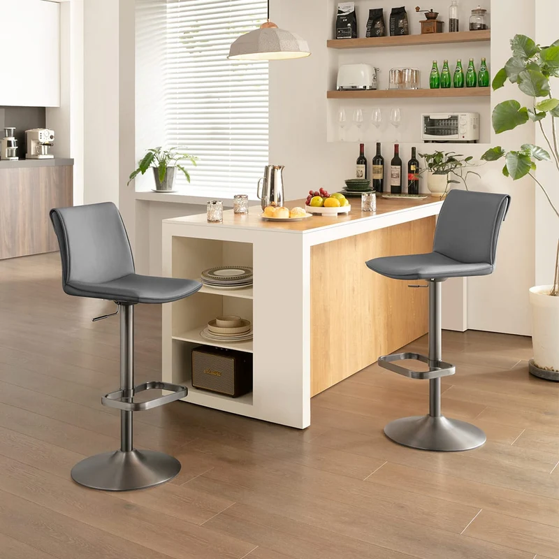 Tabouret de Bar Faux Cuir - Alto Gris Foncé
