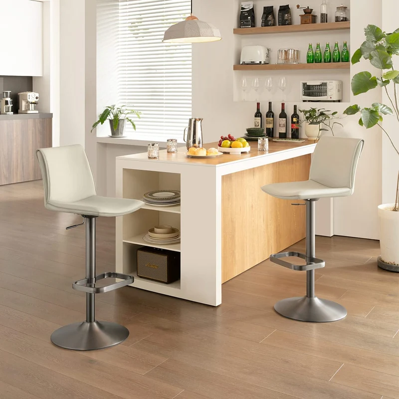 Tabouret de Bar Faux Cuir - Alto Crème