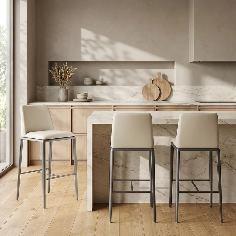Tabouret de Bar Faux Cuir - Elise Crème
