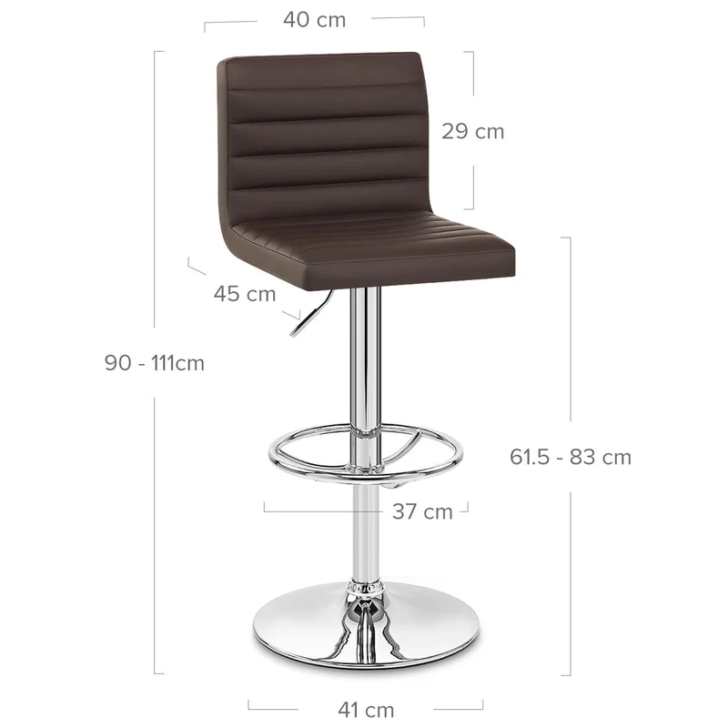 Chaise de Bar Faux Cuir Chrome - Mint Marron