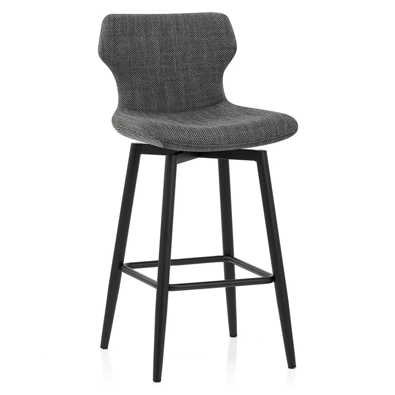 Tabouret de Bar Tissu - Elle Gris Foncé
