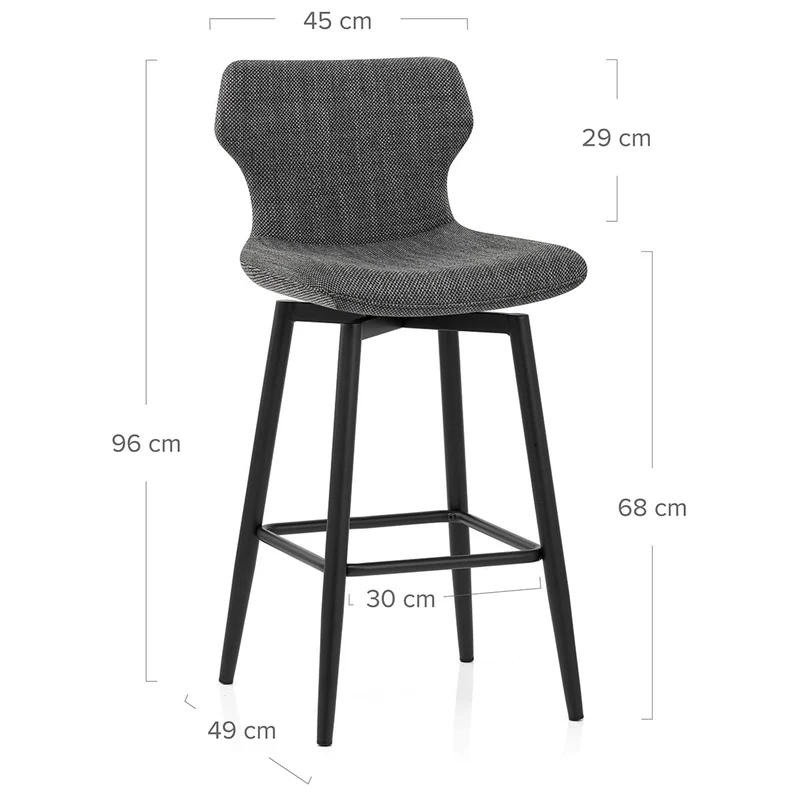 Tabouret de Bar Tissu - Elle Gris Foncé