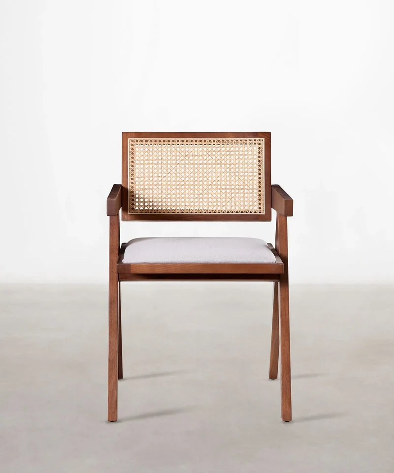 Silla de Comedor en Madera Tapizada con Reposabrazos Pauline Arms