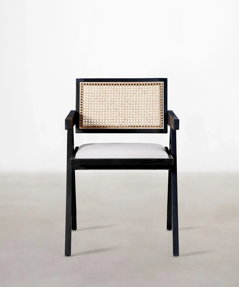 Silla de Comedor en Madera Tapizada con Reposabrazos Pauline Arms